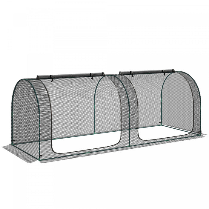 Outsunny 8 x 3ft Crop Cage with Two Zippered Doors Black