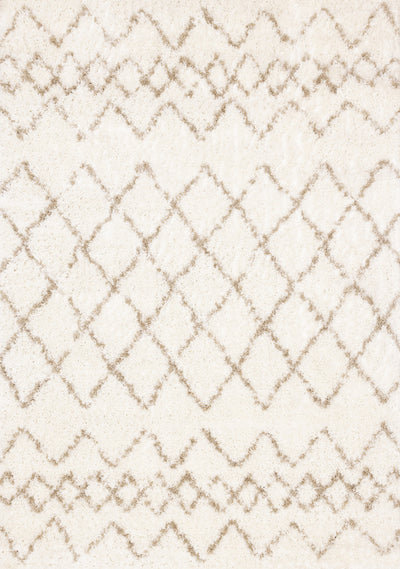 Taylor Cream Brown Lattice Shag Rug, 6'7" x 9'6" Indoor Area Rug | Tapis Taylor creme en treillis marron, 6'7" x 9'6"