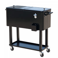 Outsunny 80 Quart Rolling Cooler Cart Portable Patio Ice Beer Beverage