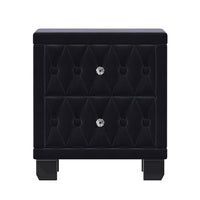 Sophia Elegant Velvet Nightstand with Drawers and Button-Tufted Design,Black