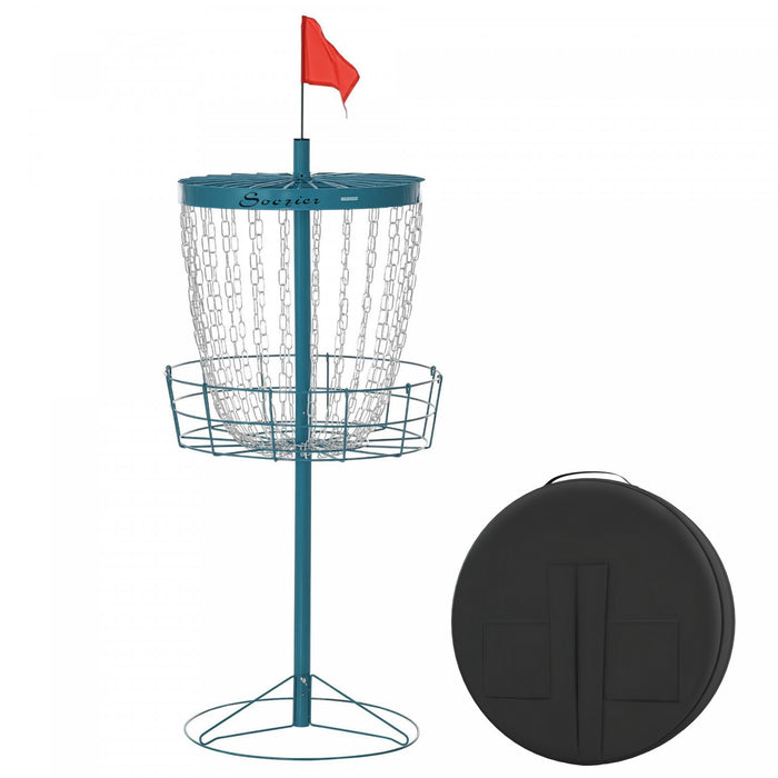 Soozier 24-Chain Portable Practice Basket for Disc Golf Target Stand Easy Assembly & Lightweight Basket w/ Carry Bag, Navy Blue