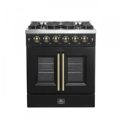 Forno Galiano 30" Black Gas Range, 4.32 cu.ft- FFSGS6444-30BLK | Cuisiniere a gaz noire Galiano 30 pouces, 4,32 pi³ – FFSGS6444-30BLK