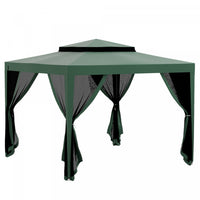 Outsunny 10'x10' Canopy Tent With Mesh Netting And Double Tier Roof, Green