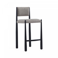 Lennor Mid-Century Modern Boucle Metal Counter Stool in Mushroom