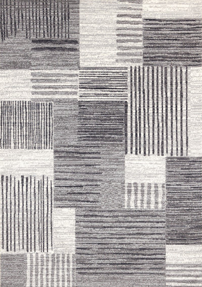 Forte White Grey Black Modern Striped Patches Area Rug - 7'9" x 10'6"|Carpette Forte blanche, grise et noire à motif de taches rayées modernes - 7 pi 9 po x 10 pi 6 po