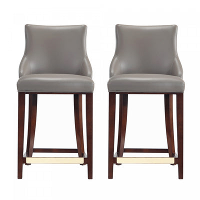 Shubert Modern Wood Upholstered Counter Stool in Dark Taupe - Set of 2 | Tabouret de comptoir moderne en bois avec assise rembourree Shubert, taupe fonce – Lot de 2