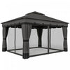 Outsunny 10' x 12' Double Roof Outdoor Gazebo with Netting & Curtains