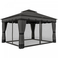 Outsunny 10' x 12' Double Roof Outdoor Gazebo with Netting & Curtains