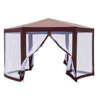 Outsunny 13' X 11' Hexagonal Garden Gazebo Patio Party Outdoor Canopy Tent Sun Shelter W/ Mosquito N