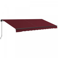 Outsunny 15' X 10' Patio Retractable Awning Sunshade Shelter, Wine Red