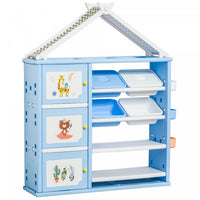 Qaba Kids Toy Organizer And Storage Book Shelf With Shelves, Storage Cabinets, Storage Boxes, And St