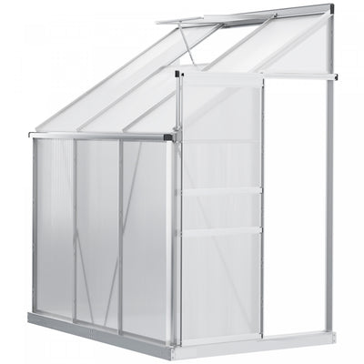 Outsunny 6' X 4' Aluminum Lean-to Greenhouse Polycarbonate Walk-in Garden Greenhouse With Adjustable|Outsunny Serre En Aluminium De 6' X 4' Avec Event De Toit Reglable, Clair