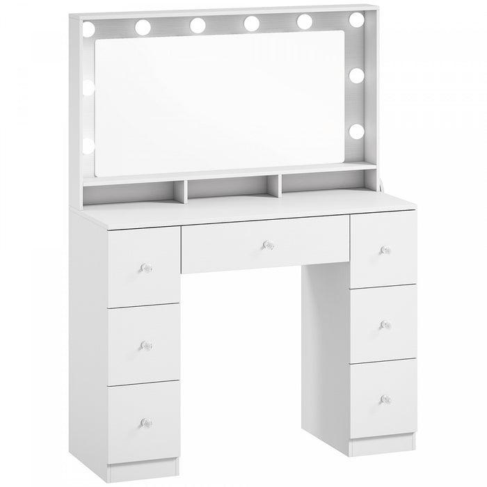 HOMCOM Vanity Desk with Charging Station, White