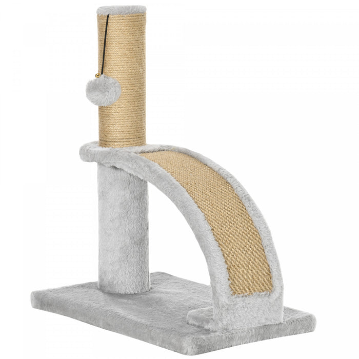 Pawhut Cat Tower, 17\" Cat Tree With Jute Scratching Post, Kitten Climbing Activity Centre With Curved Scratching Board, Dangling Ball With Bell, Grey