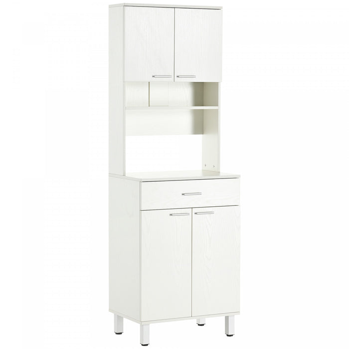 HOMCOM 71\" Kitchen Pantry, Buffet with Hutch, Microwave Stand with Cabinet