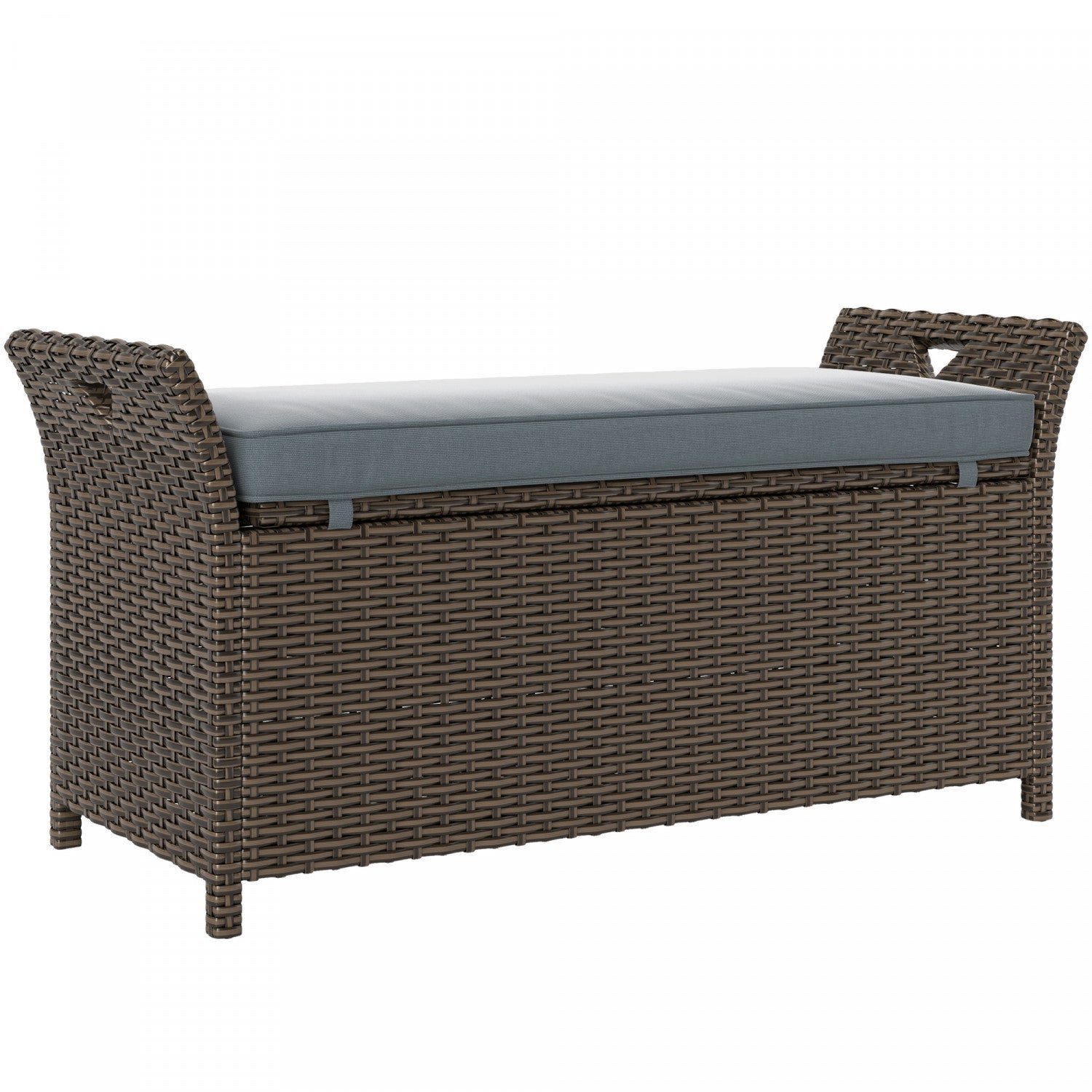 Outsunny 2-in-1 Patio Wicker Storage Bench 27 Gallon Storage Box Da ... - Wicker Storage Bench Patio