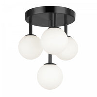 Dainolite Megallan 4 Light Flush Mount Matte Black White Opal Glass Lamp