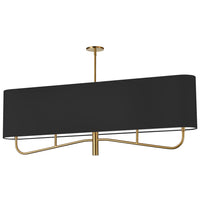 Dainolite Eleanor 4 Light Horizontal Chandelier Aged Brass Black/White Shade Lamp