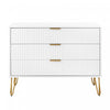 Dumbo Modern 35\" Fluted Dresser in White (3-Drawer)