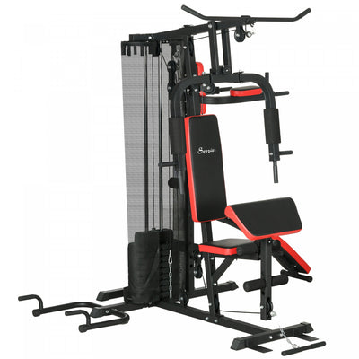 Soozier Multi Home Gym Equipment, Workout Station With 99lbs Weight Stack|Soozier Station De Gym Multi-exercices, Avec Pile De Poids De 99 Lb