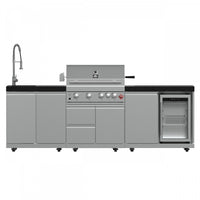 FORNO Bulnes Outdoor Kitchen 60,000 BTU Stainless Steel BBQ with Black Granite Countertops - FODKT2506BLK