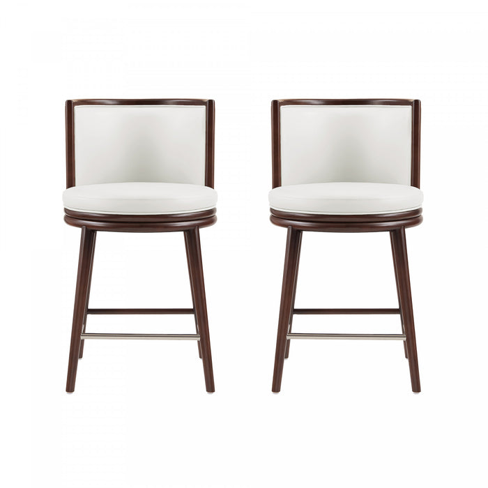 Evalyn Modern Wood Upholstered Counter Stool in White - Set of 2