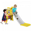 Qaba 2 In 1 Toddler Slide For Indoor, Easy Set Up Kids Slide Playset With Basketball Hoop For 18-36 Months, Lion-designed Indoor Slide, Yellow