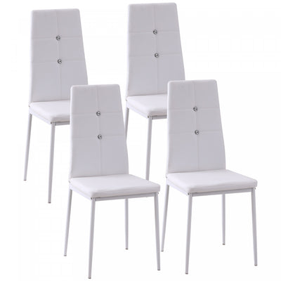 HOMCOM Dining Chairs Set of 4, Faux Leather Side Chairs with High Back