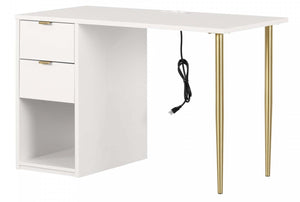 Amyra Computer Desk with Power Bar - Pure White