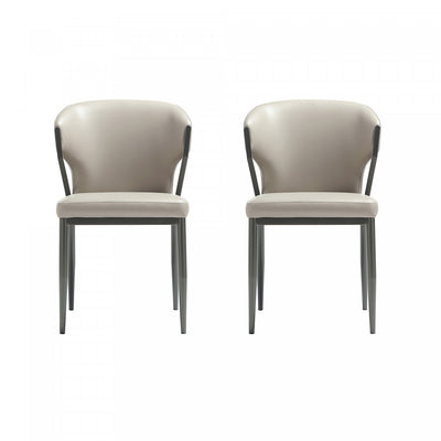 Kirsten Modern Metal Vegan Leather Dining Chair in Light Gray - Set of 2 | Chaise de salle a manger moderne en metal et cuir vegetalien Kirsten, gris clair - Lot de 2