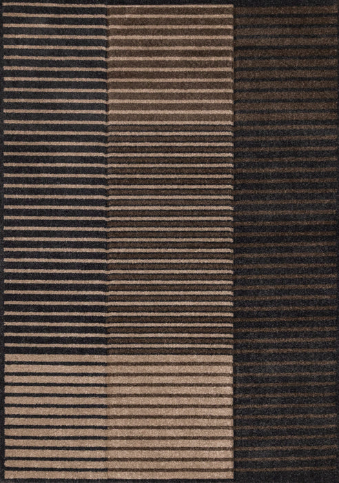 Maverick Beige Brown Black Striped Design Rug, 5'3\" x 7'7\" Indoor Area Rug