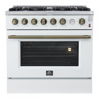 Forno Marco 36-inch Gas Range White 4.32 cu.ft - FFSGS6277-36WHT 