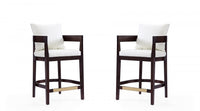 Ritz Mid-Century Modern Wood Upholstered Counter Stool in Ivory - Set of 2