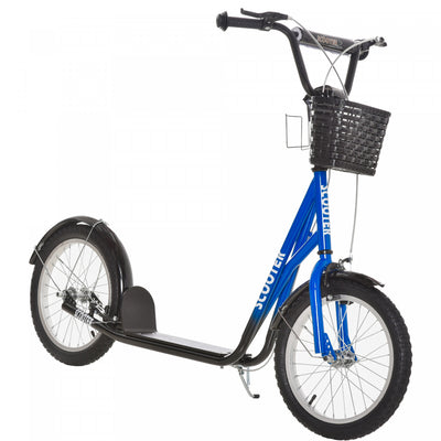Aosom Scooter For Kids 5-12 Years Old, Teen Big Wheel Scooter With Adjustable Height, 16" Inflatable|Homcom Trottinette Patinette Pour Enfants 5-12 Ans Hauteur Guidon Reglable Frein Av/ar Panier De Ran