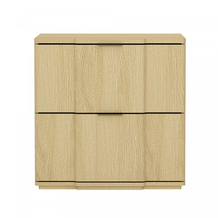 Clive Mid-Century Modern 22\" Nightstand in Natural and Gold (2-Drawer)