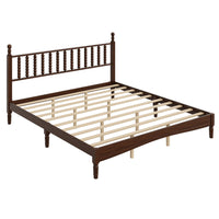 Oliver Retro Wood Platform Bed with Gourd Shaped Headboard - Dark Brown 