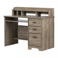Versa Computer Office Desk With Hutch - Weathered Oak 
