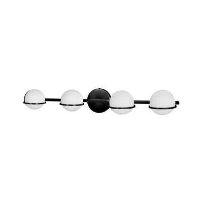 Dainolite Sofia 4 Light Vanity Light Matte Black Finish White Glass Lamp|Lumière de coiffeuse Sofia de Dainolite en verre blanc, avec fini noir mat et 4 ampoules