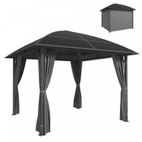 Outsunny 10' x 10' Hardtop Gazebo with UV60+ Polycarbonate Roof & Curtains