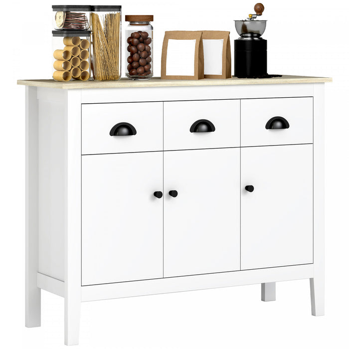 HOMCOM Sideboard Buffet Cabinet, 40\" Kitchen Coffee Bar Cabinet, White