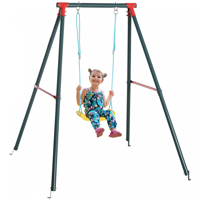 Outsunny Swing Set For Kids Outdoor Backyard, Baby Swing W/adjustable Rope Heavy Duty A-frame Stand For 3-8 Years Old Boys And Girls