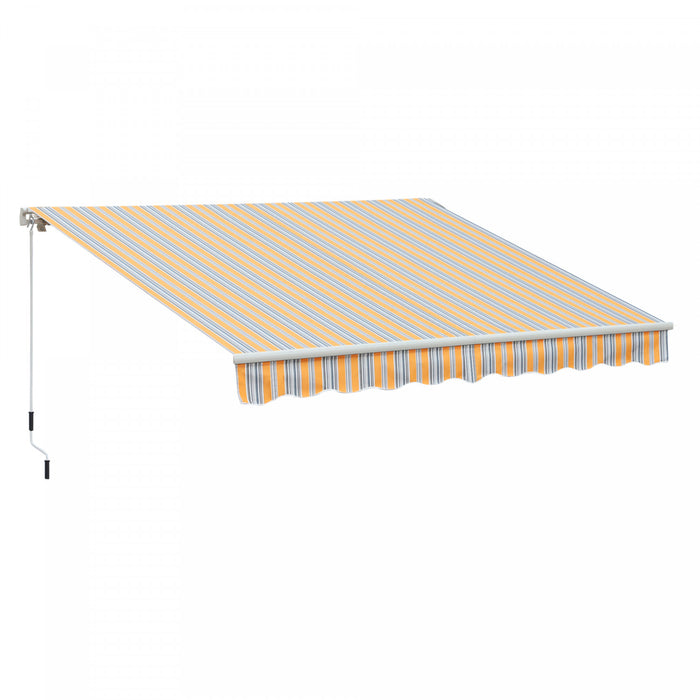 Outsunny 13' X 8' Manual Retractable Patio Awning Sun Shade Outdoor Deck Window Door Canopy Shelter Aluminum Frame Mix Colour