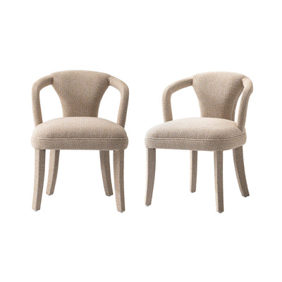 Palmer Mid-Century Modern Upholstered Tweed Armchair in Gold Dust - Set of 2 Dining Chair | Fauteuil Palmer style milieu du siecle moderne en tweed dore - Lot de 2
