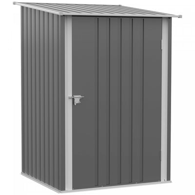Outsunny 3.3' X 3.4' Lean-to Garden Storage Shed, Outdoor Galvanized Steel Tool House With Lockable |Outsunny 3.3' X 3.4' Abri De Jardin Avec Porte Verrouillable Gris