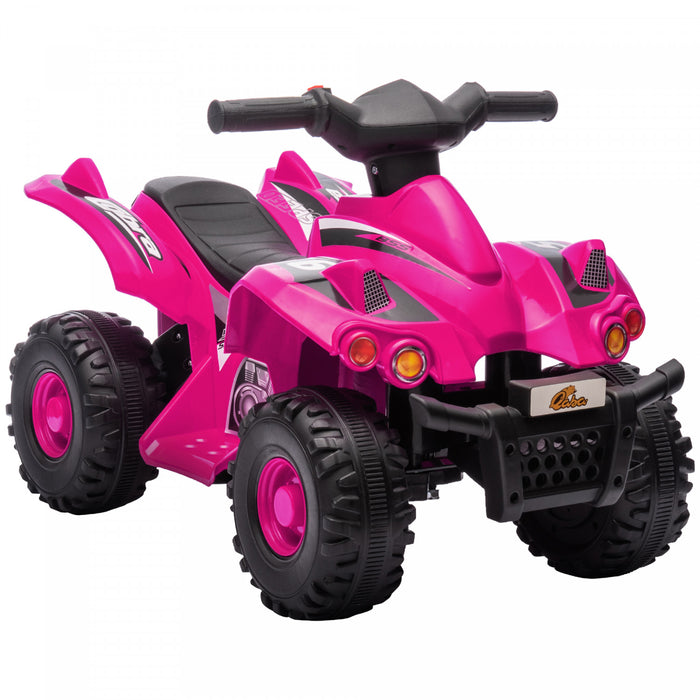 Qaba 6v Kids Atv Quad, 4 Wheeler Battery Powered Ride-On Electric Vehicle For Kids With Music, Forward, For Boys Girls Toddlers Ages 2-6 Years, Pink
