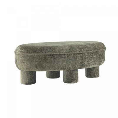 Tribeca Mid-Century Modern Chenille Accent Ottoman in Olive Green | Tabouret d’appoint Tribeca style mid-century moderne en chenille vert olive