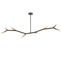 Dainolite Morgan 8 Light Horizontal Pendant Matte Black/aged Brass Finish Lamp