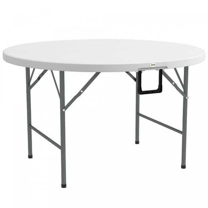 Outsunny Folding Patio Table Outdoor Hdpe Round Picnic Table For 6, White