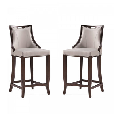 Emperor Traditional Wood Upholstered Barstool in Light Gray - Set of 2 | Tabouret de bar en bois traditionnel Emperor avec assise rembourree, gris clair – Lot de 2
