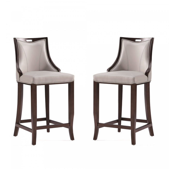 Emperor Traditional Wood Upholstered Barstool in Light Gray - Set of 2